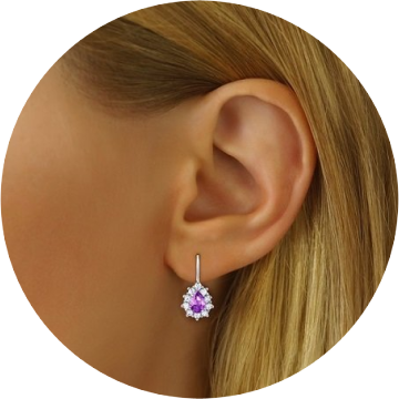 12491Stříbrné náušnice fialové se Swarovski Zirconia 31866F+